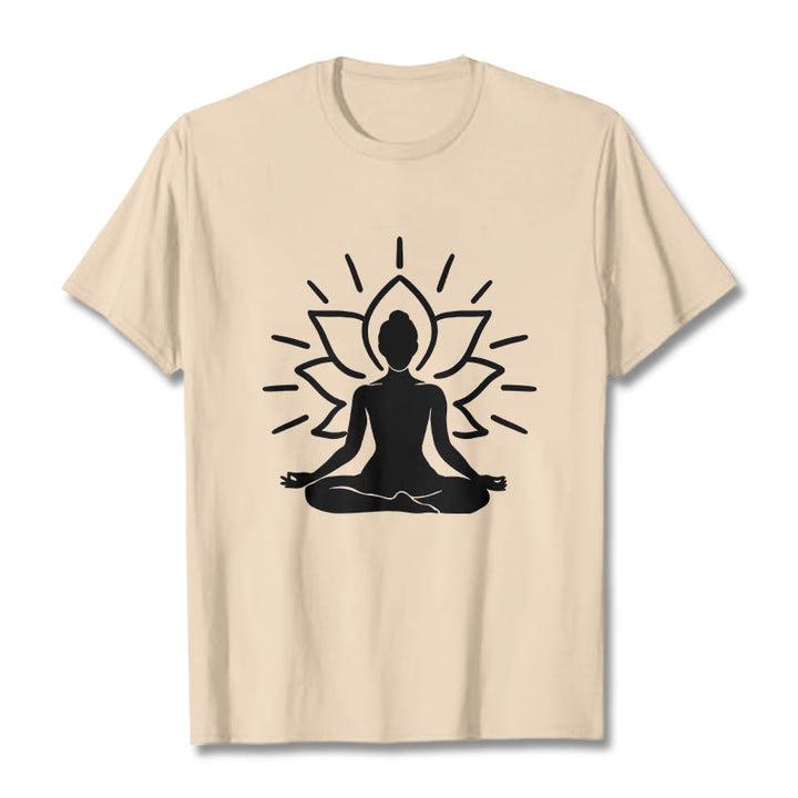 Camiseta informal con estampado de loto y figura meditativa de Buddha Stones - Sopa de mariscos - 2XL - image 11
