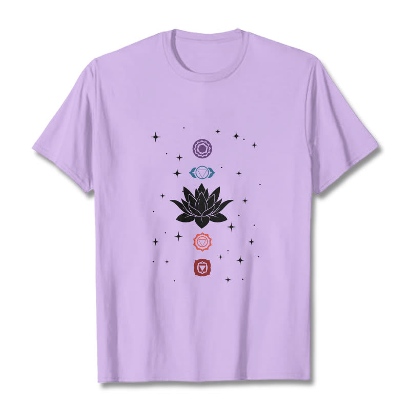 Camiseta informal con estampado de chakras y flor de loto con Buddha Stones - Ciruela - 2XL - image 17