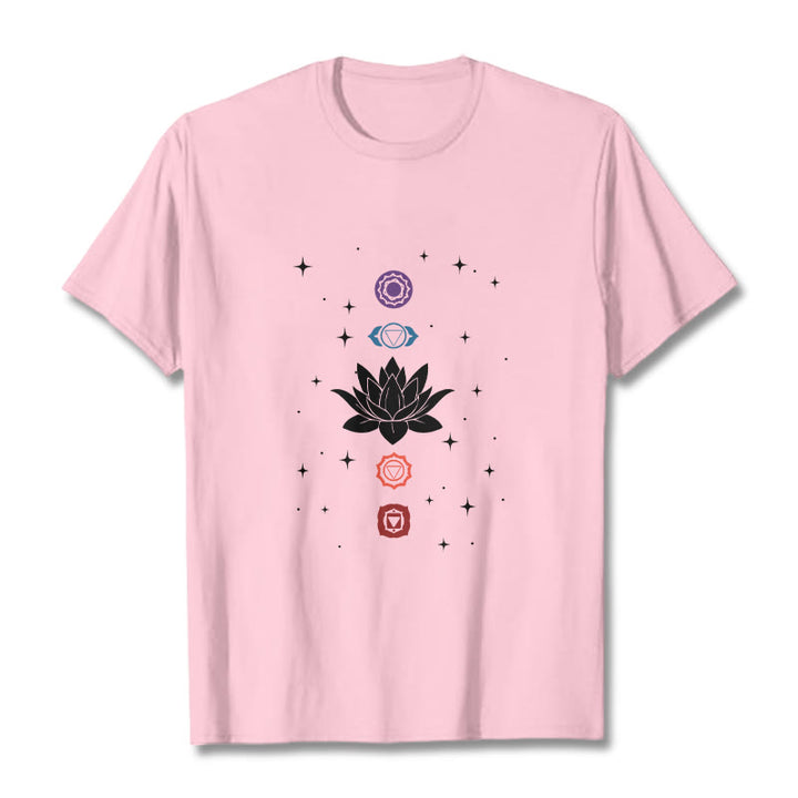 Camiseta informal con estampado de chakras y flor de loto con Buddha Stones - Rosa claro - 2XL - image 13