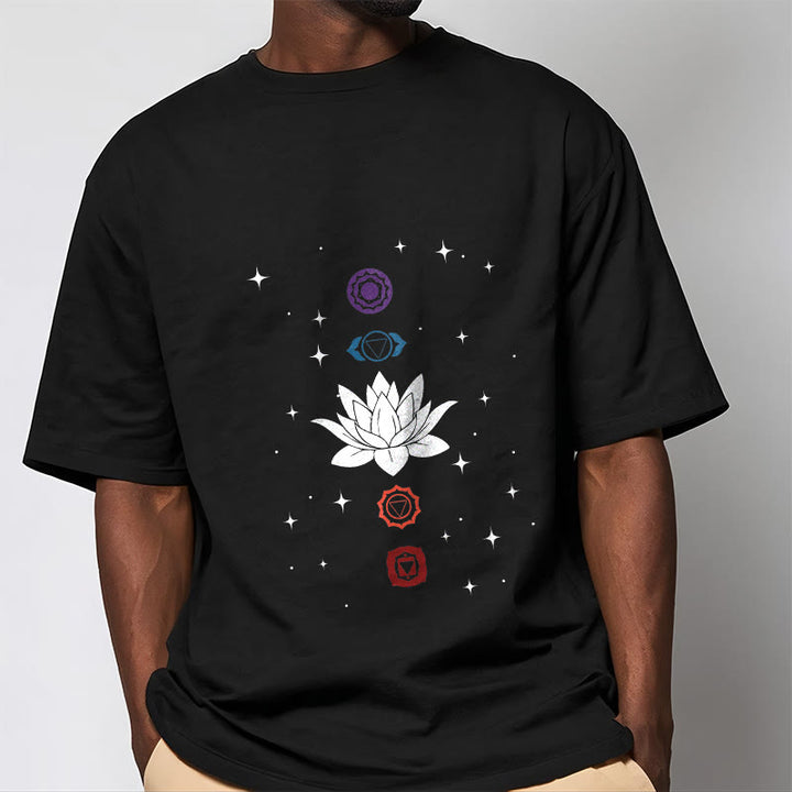 Camiseta informal con estampado de chakras y flor de loto con Buddha Stones - image 2