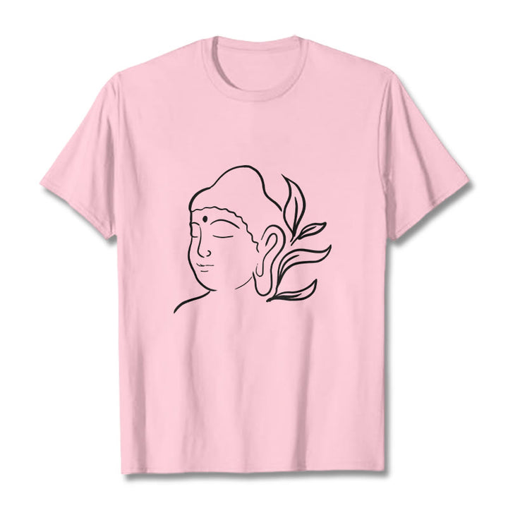 Camiseta informal con estampado de cara de Buddha Stones de Buda - Rosa claro - 2XL - image 13