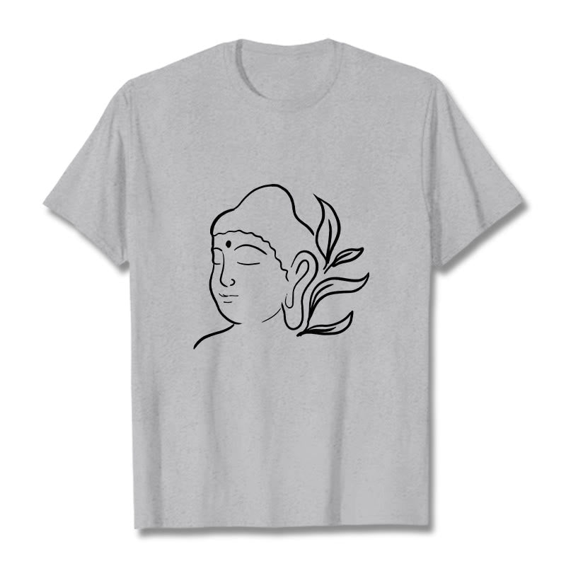 Camiseta informal con estampado de cara de Buddha Stones de Buda - Gris claro - 2XL - image 20
