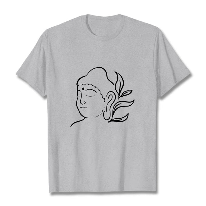 Camiseta informal con estampado de cara de Buddha Stones de Buda - Gris claro - 2XL - image 20