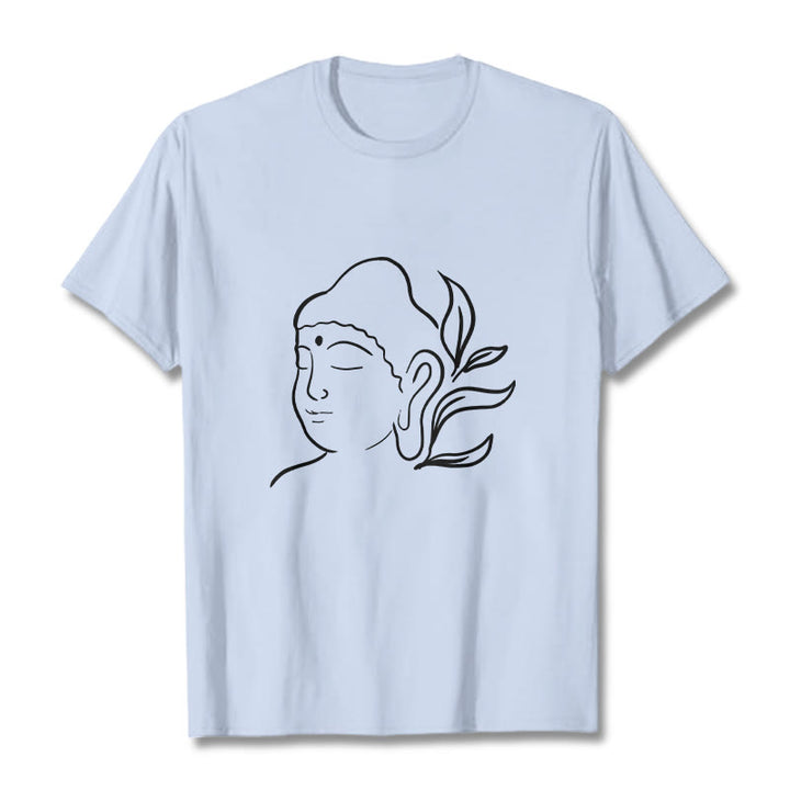 Camiseta informal con estampado de cara de Buddha Stones de Buda - Cian claro - 2XL - image 19