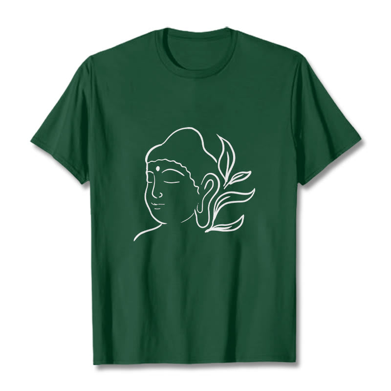 Camiseta informal con estampado de cara de Buddha Stones de Buda - Verde bosque - 2XL - image 11