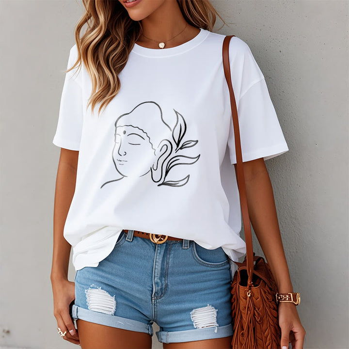 Camiseta informal con estampado de cara de Buddha Stones de Buda - image 8