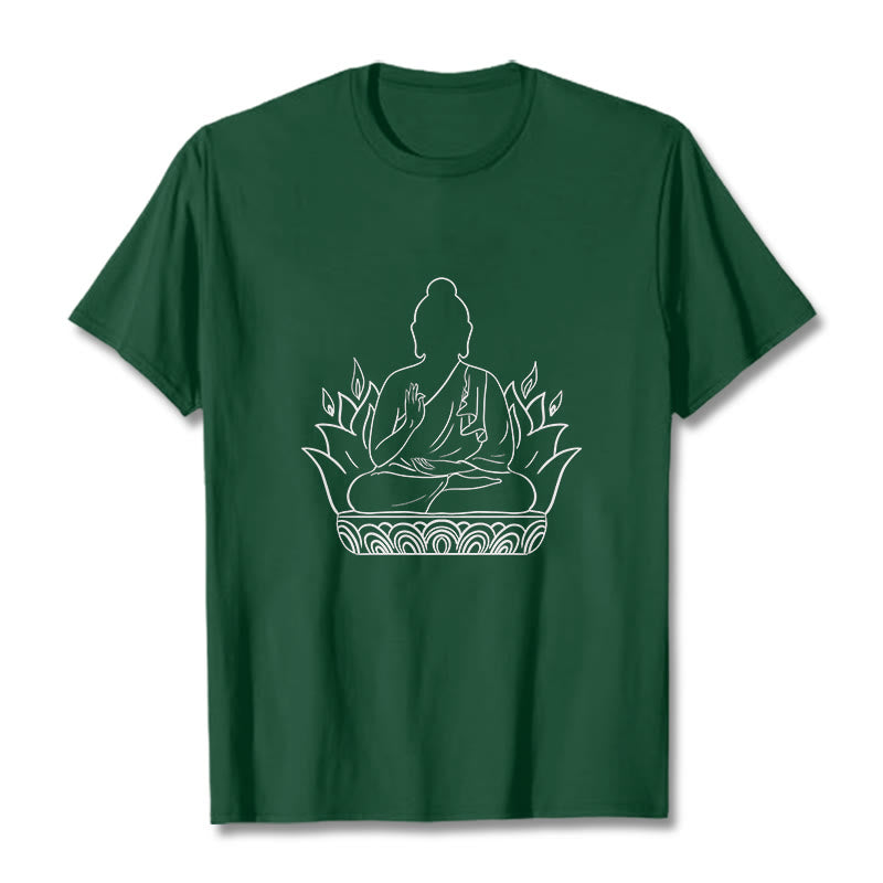Camiseta informal con estampado de Buddha Stones de Buda para meditación - Verde bosque - 2XL - image 11