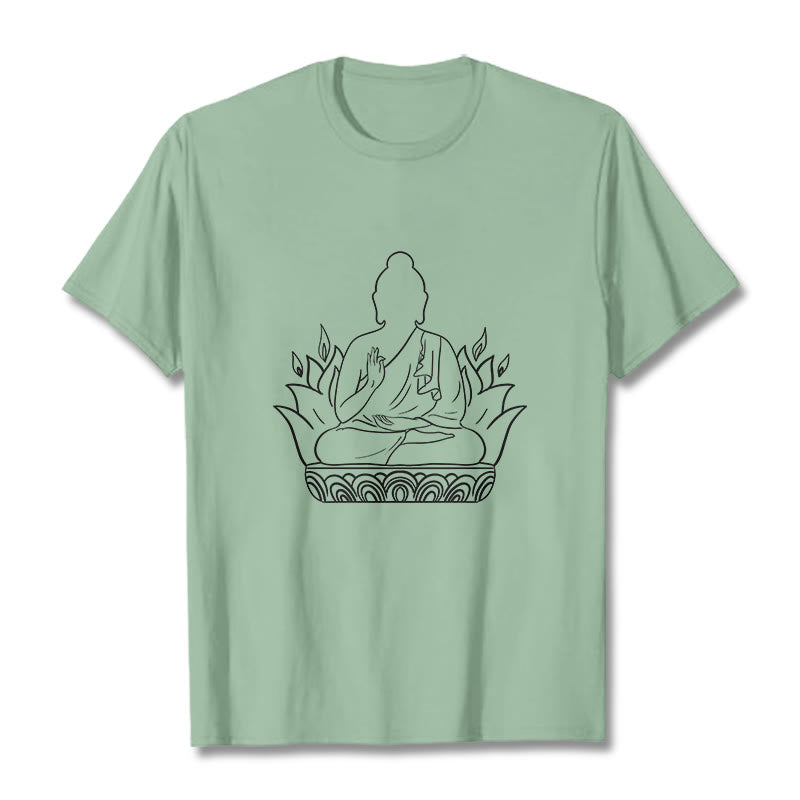 Camiseta informal con estampado de Buddha Stones de Buda para meditación - Verde pálido - 2XL - image 15