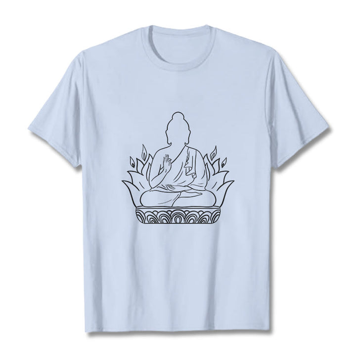 Camiseta informal con estampado de Buddha Stones de Buda para meditación - Cian claro - 2XL - image 19