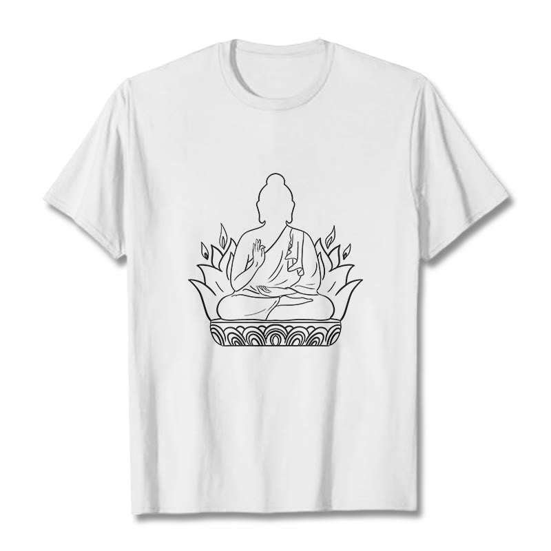 Camiseta informal con estampado de Buddha Stones de Buda para meditación - Blanco - 2XL - image 8