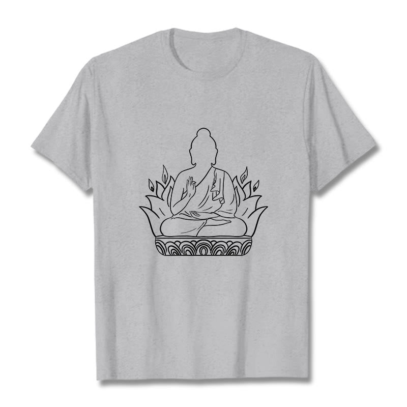 Camiseta informal con estampado de Buddha Stones de Buda para meditación - Gris claro - 2XL - image 20