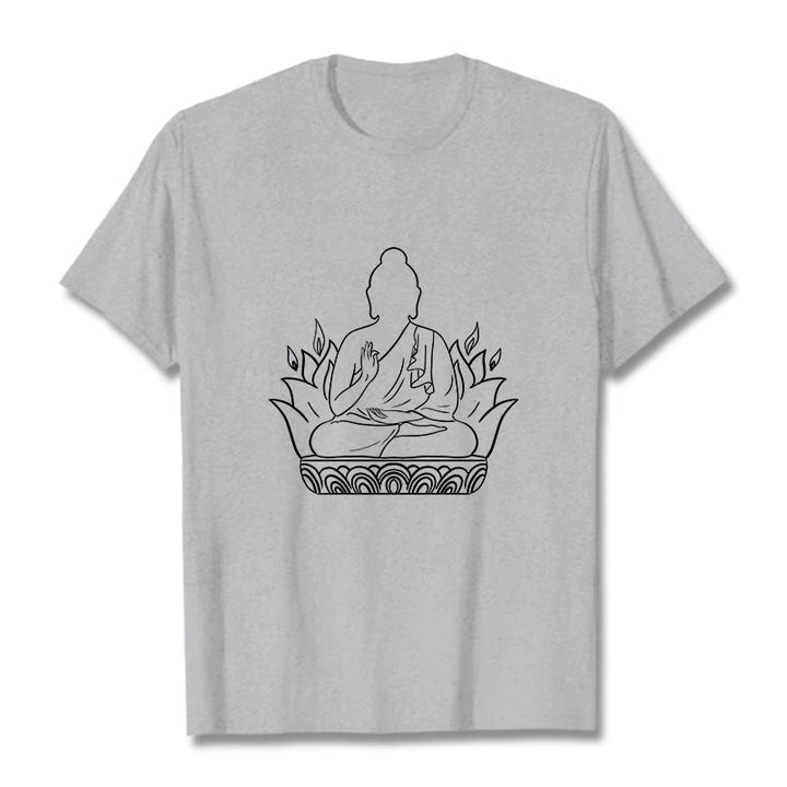 Camiseta informal con estampado de Buddha Stones de Buda para meditación - Gris claro - 2XL - image 20