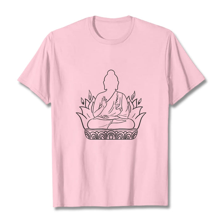 Camiseta informal con estampado de Buddha Stones de Buda para meditación - Rosa claro - 2XL - image 13