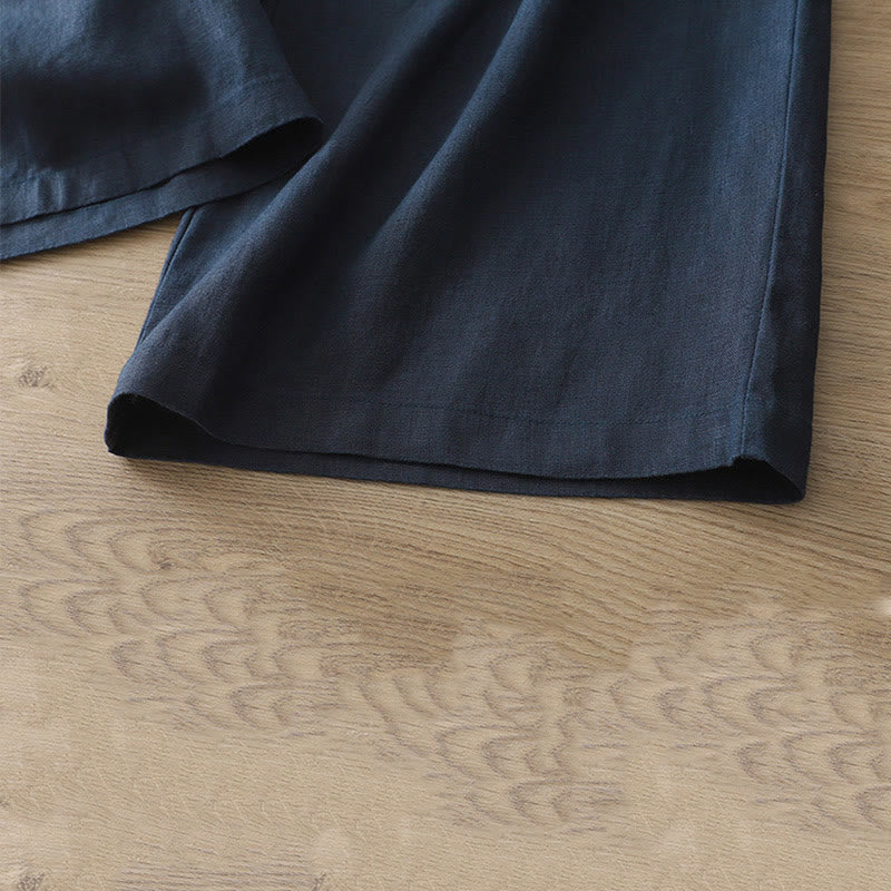 Pantalones casuales retro de algodón con pernera ancha y bolsillos con cremallera de Buddha Stones para mujer - image 36