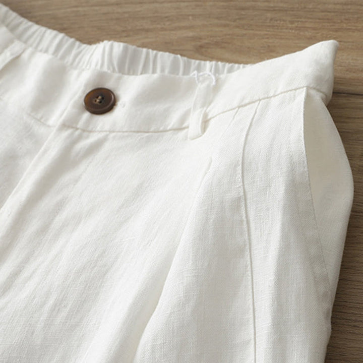 Pantalones casuales retro de algodón con pernera ancha y bolsillos con cremallera de Buddha Stones para mujer