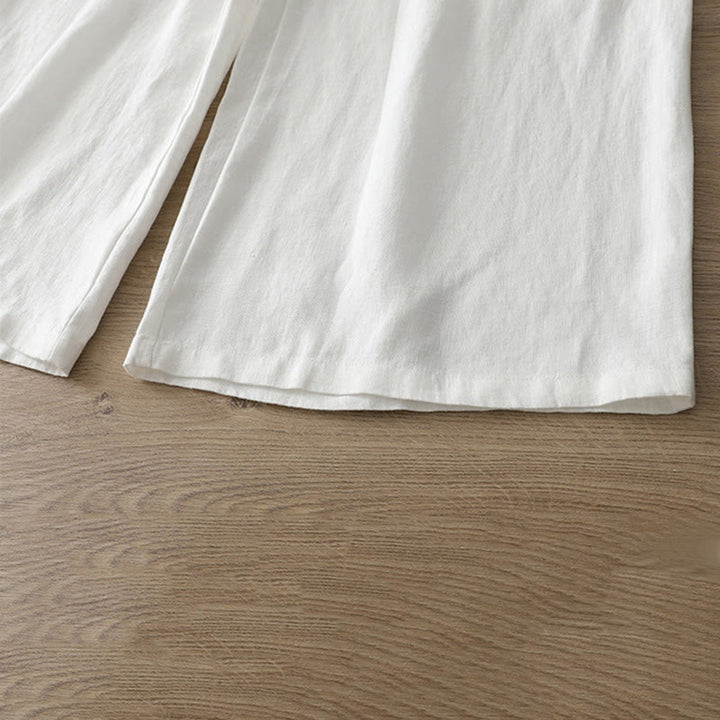 Pantalones casuales retro de algodón con pernera ancha y bolsillos con cremallera de Buddha Stones para mujer