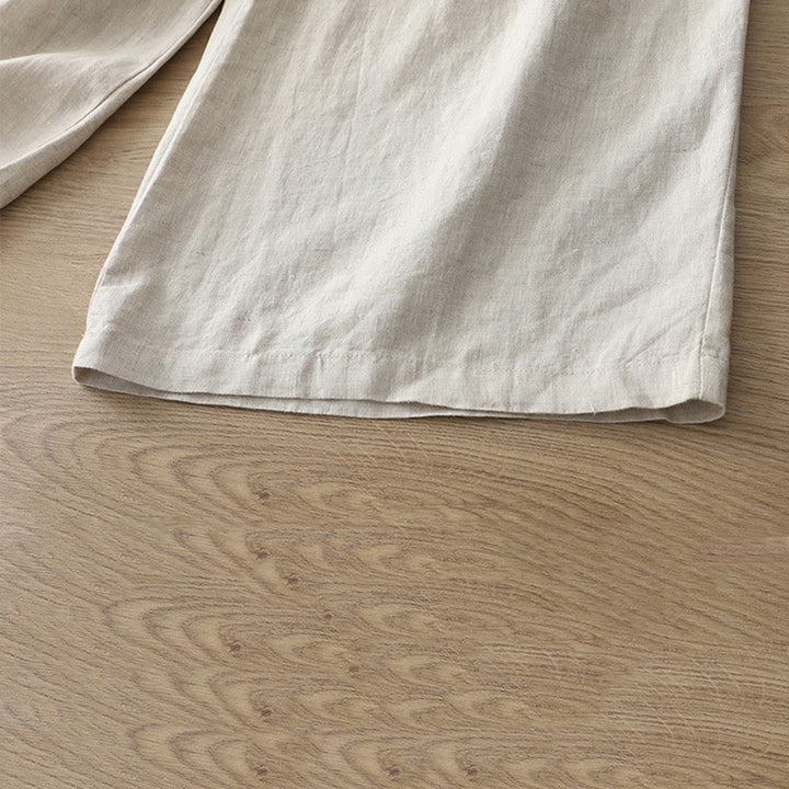 Pantalones casuales retro de algodón con pernera ancha y bolsillos con cremallera de Buddha Stones para mujer