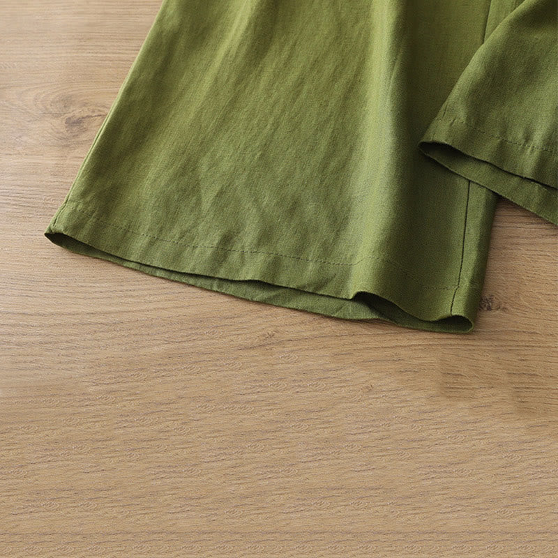 Pantalones casuales retro de algodón con pernera ancha y bolsillos con cremallera de Buddha Stones para mujer - image 23