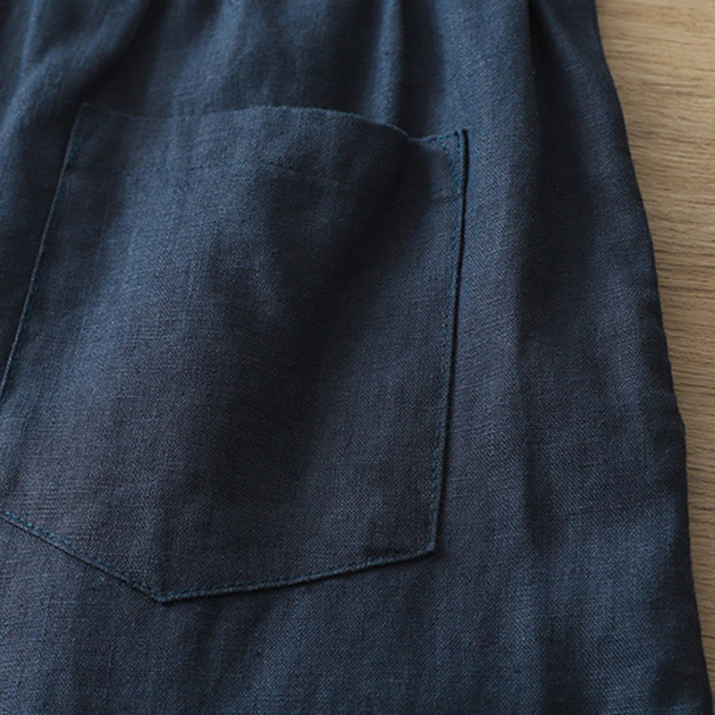 Pantalones casuales retro de algodón con pernera ancha y bolsillos con cremallera de Buddha Stones para mujer - image 35