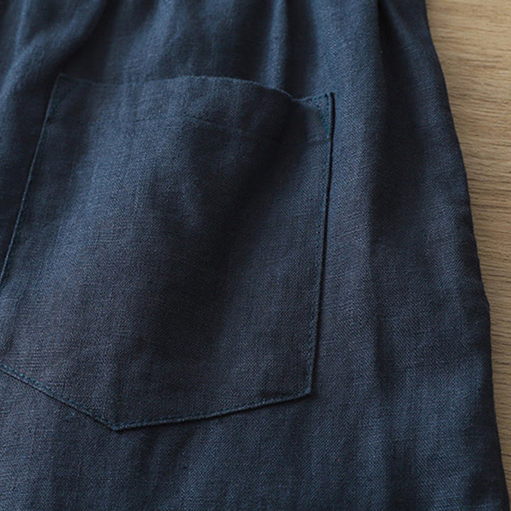 Pantalones casuales retro de algodón con pernera ancha y bolsillos con cremallera de Buddha Stones para mujer - image 35