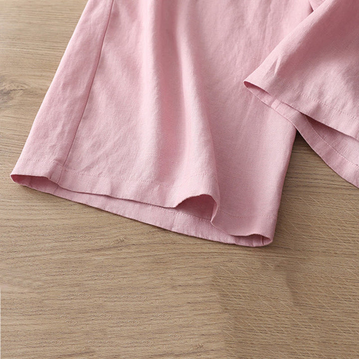 Pantalones casuales retro de algodón con pernera ancha y bolsillos con cremallera de Buddha Stones para mujer