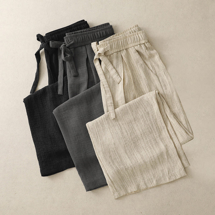 Pantalones anchos de algodón con diseño texturizado y cordones de Buddha Stones para mujer, informales, de verano, con bolsillos