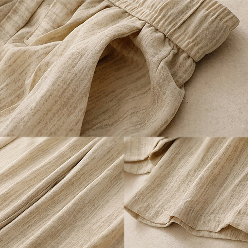 Pantalones anchos de algodón con diseño texturizado y cordones de Buddha Stones para mujer, informales, de verano, con bolsillos - image 6