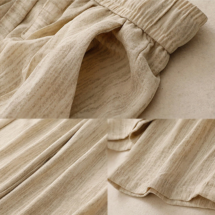 Pantalones anchos de algodón con diseño texturizado y cordones de Buddha Stones para mujer, informales, de verano, con bolsillos - image 6