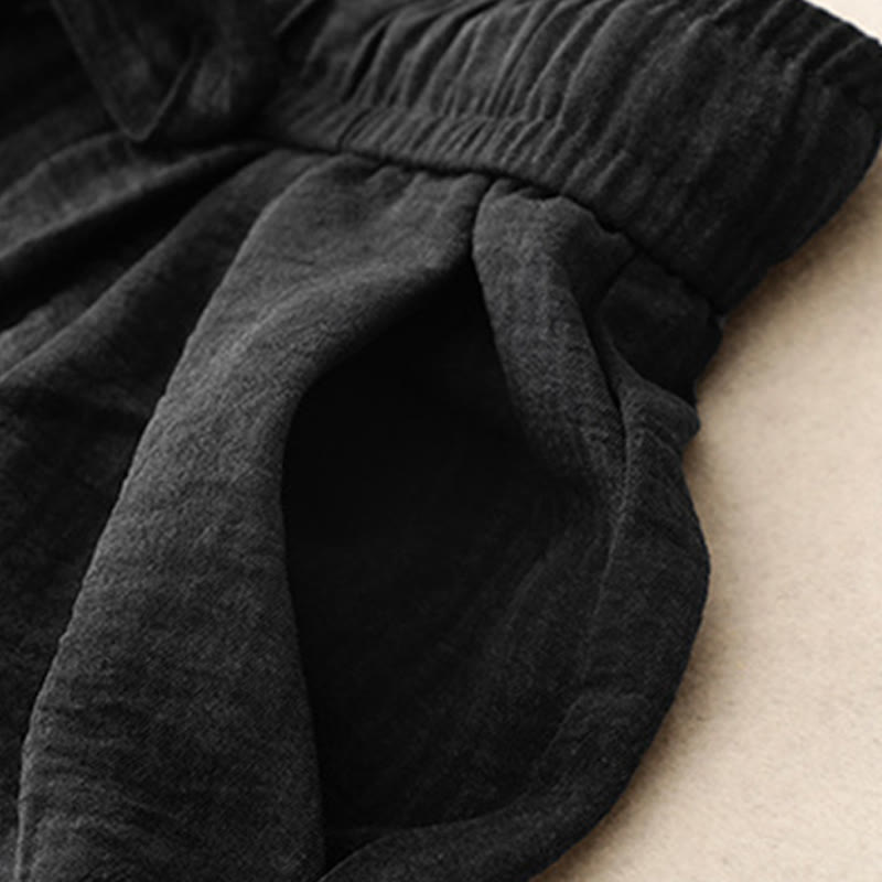 Pantalones anchos de algodón con diseño texturizado y cordones de Buddha Stones para mujer, informales, de verano, con bolsillos