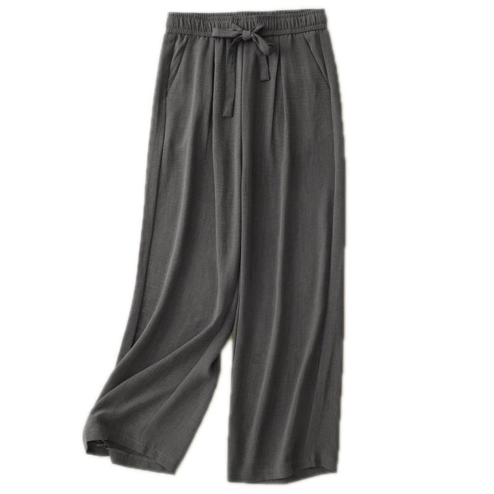 Pantalones anchos de algodón con diseño texturizado y cordones de Buddha Stones para mujer, informales, de verano, con bolsillos