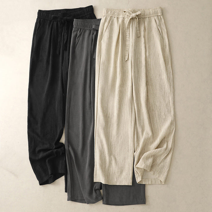 Pantalones anchos de algodón con diseño texturizado y cordones de Buddha Stones para mujer, informales, de verano, con bolsillos
