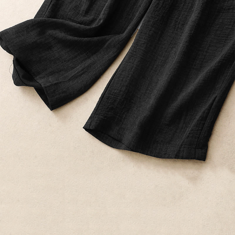 Pantalones anchos de algodón con diseño texturizado y cordones de Buddha Stones para mujer, informales, de verano, con bolsillos