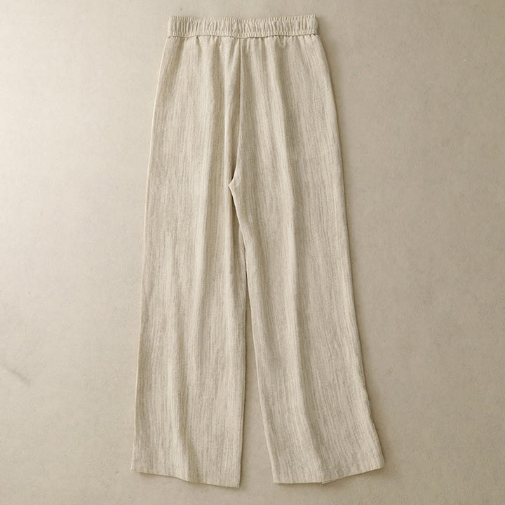 Pantalones anchos de algodón con diseño texturizado y cordones de Buddha Stones para mujer, informales, de verano, con bolsillos