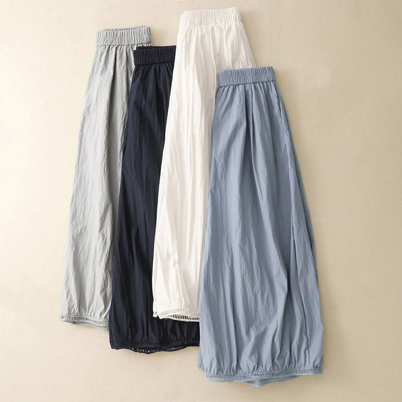 Pantalones de Buddha Stones para mujer, de pierna ancha, con bolsillos y dobladillo informal, diseño hueco, talla 7-8