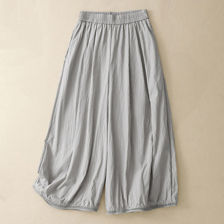 Pantalones de Buddha Stones para mujer, de pierna ancha, con bolsillos y dobladillo informal, diseño hueco, talla 7-8