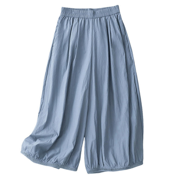 Pantalones de Buddha Stones para mujer, de pierna ancha, con bolsillos y dobladillo informal, diseño hueco, talla 7-8