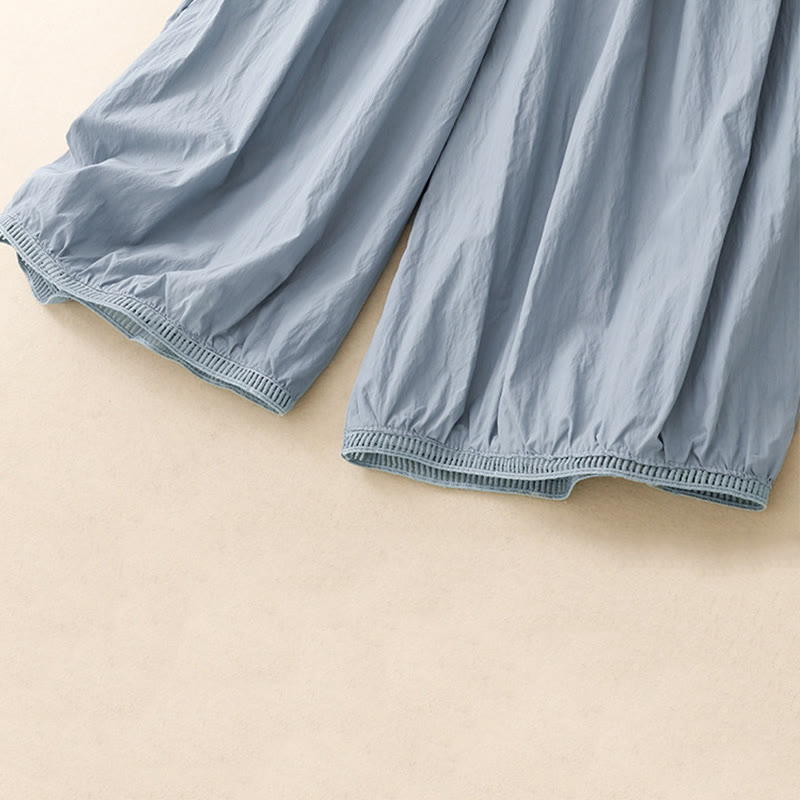 Pantalones de Buddha Stones para mujer, de pierna ancha, con bolsillos y dobladillo informal, diseño hueco, talla 7-8