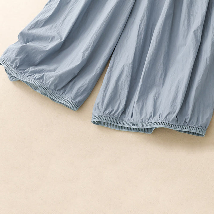 Pantalones de Buddha Stones para mujer, de pierna ancha, con bolsillos y dobladillo informal, diseño hueco, talla 7-8