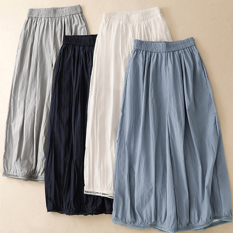 Pantalones de Buddha Stones para mujer, de pierna ancha, con bolsillos y dobladillo informal, diseño hueco, talla 7-8