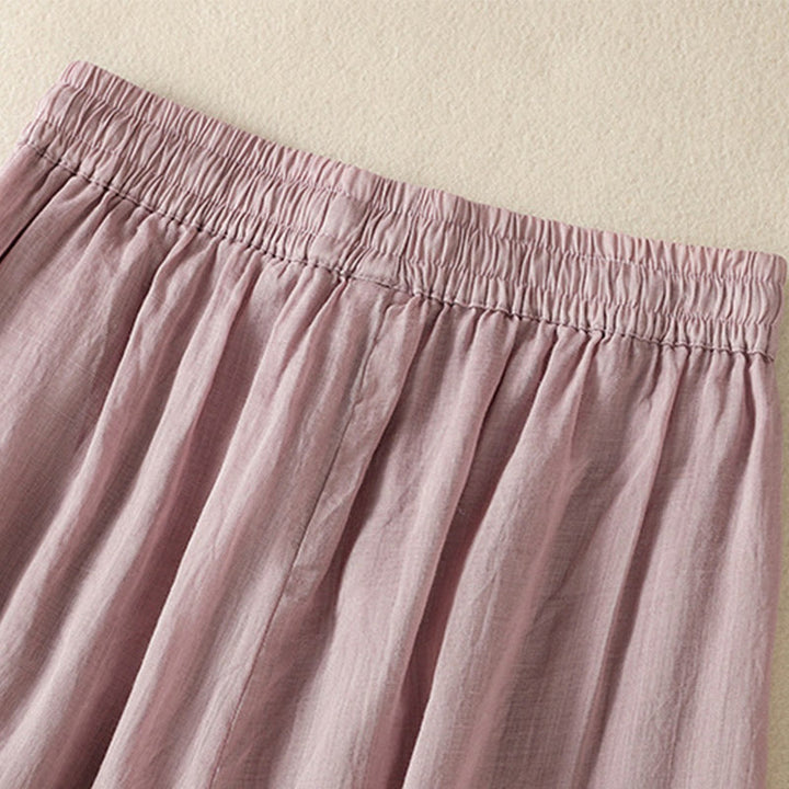 Pantalones anchos de algodón con cordón y bordado Buddha Stones Commute para mujer con bolsillos - image 38