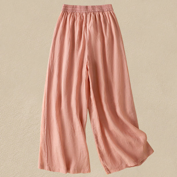 Pantalones anchos de algodón con cordón y bordado Buddha Stones Commute para mujer con bolsillos - image 18