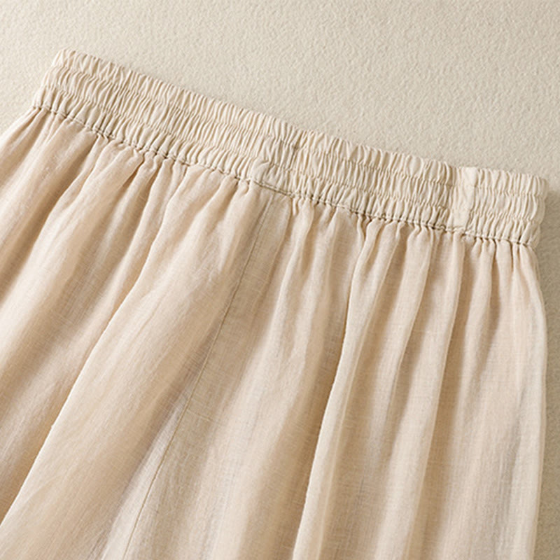 Pantalones anchos de algodón con cordón y bordado Buddha Stones Commute para mujer con bolsillos - image 13