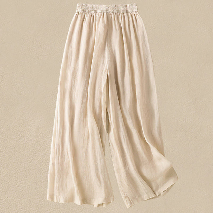 Pantalones anchos de algodón con cordón y bordado Buddha Stones Commute para mujer con bolsillos - image 8