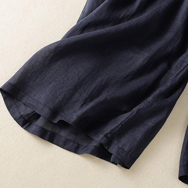 Pantalones anchos de algodón con cordón y bordado Buddha Stones Commute para mujer con bolsillos - image 6