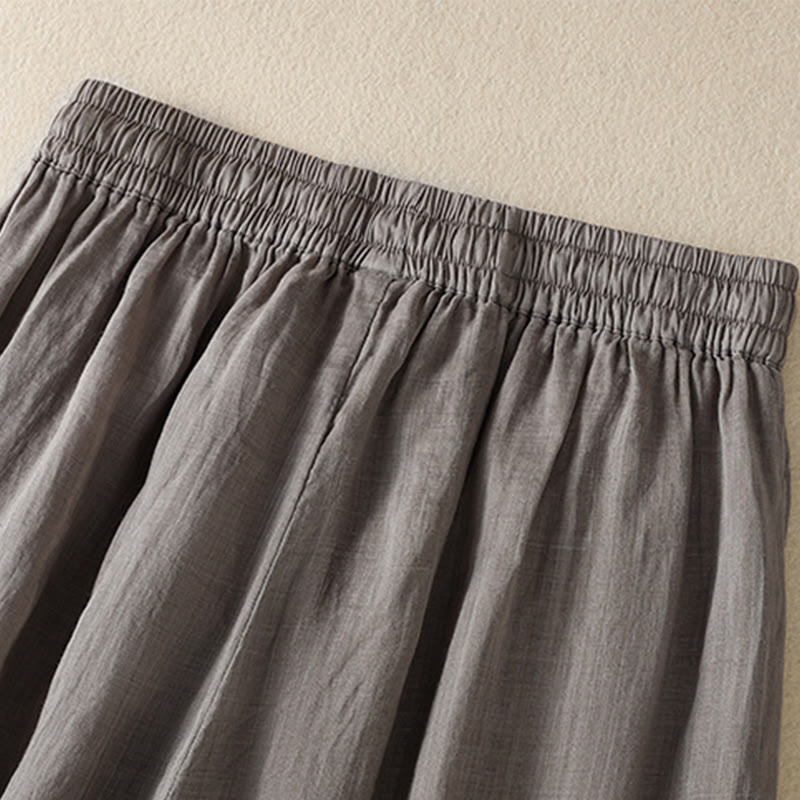 Pantalones anchos de algodón con cordón y bordado Buddha Stones Commute para mujer con bolsillos - image 47
