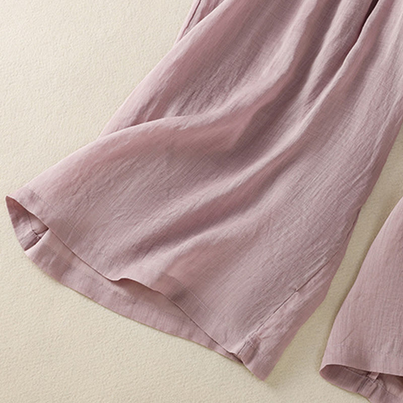 Pantalones anchos de algodón con cordón y bordado Buddha Stones Commute para mujer con bolsillos - image 40