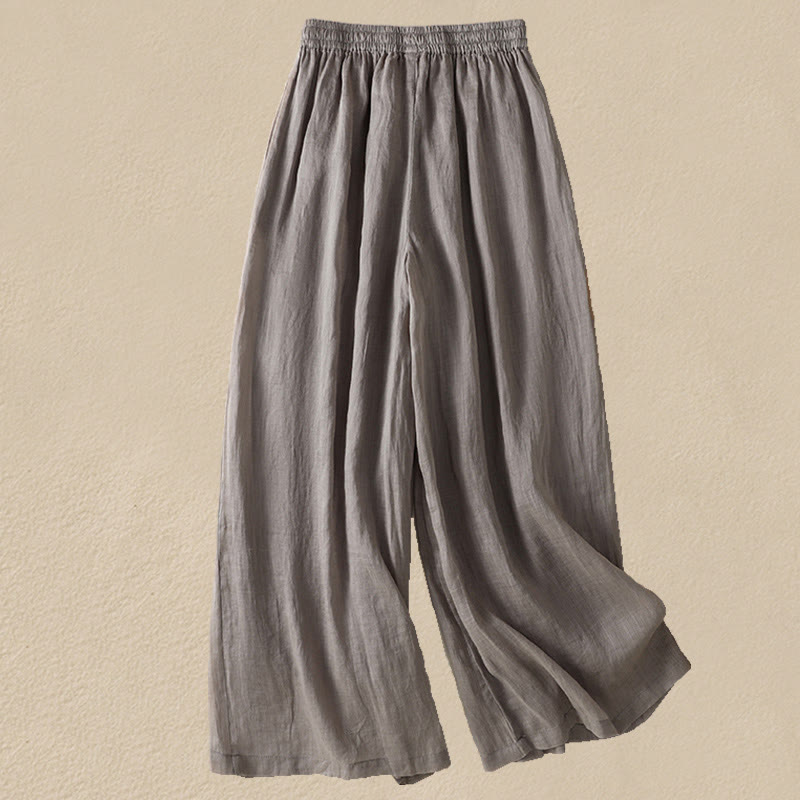 Pantalones anchos de algodón con cordón y bordado Buddha Stones Commute para mujer con bolsillos - image 43