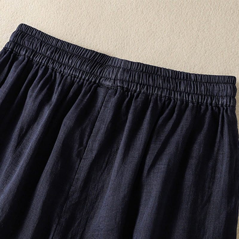 Pantalones anchos de algodón con cordón y bordado Buddha Stones Commute para mujer con bolsillos - image 5