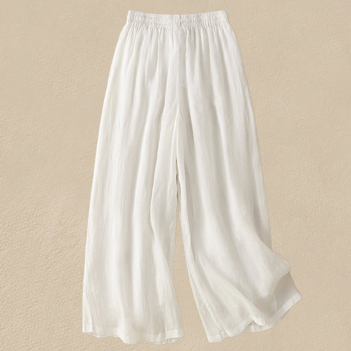 Pantalones anchos de algodón con cordón y bordado Buddha Stones Commute para mujer con bolsillos