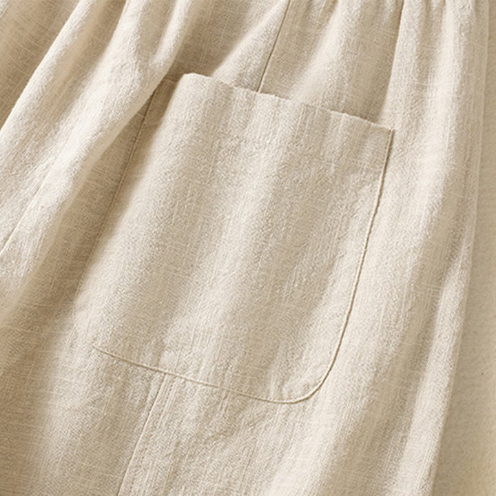 Pantalones harén de lino y algodón para mujer, de cintura alta, con diseño sencillo y sencillo, con bolsillos y Buddha Stones